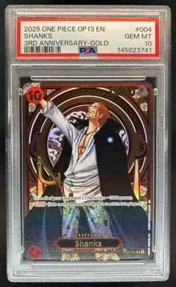 2025 One Piece 3rd Anniversary Shanks Gold #OP09-10 PSA 10 - Image 1