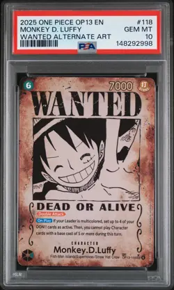 2025 ONE PIECE CARRYING ON HIS WILL WANTED ALT ART #118 MONKEY D. LUFFY PSA 10 - Image 1