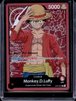 2022 One Piece Super Pre-Release Monkey D Luffy #ST01-001 - Image 1