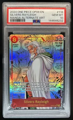 2024 One Piece Two Legends Silvers Rayleigh Manga Alt Art #OP08-118 PSA 10 - Image 1