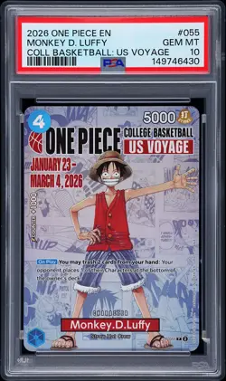 2026 ONE PIECE PROMOS COLLEGE BASKETBALL: US VOYAGE MONKEY D. LUFFY PSA 10 - Image 1