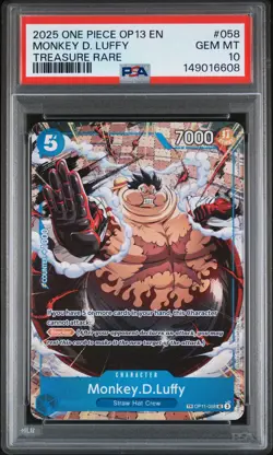 2025 ONE PIECE OP13-CARRYING ON HIS WILL TREASURE RARE MONKEY D. LUFFY PSA 10 - Image 1