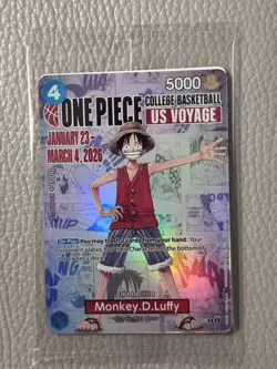 One Piece Monkey D. Luffy US Voyage College Basketball Promo Card- Sealed / Mint - Image 1