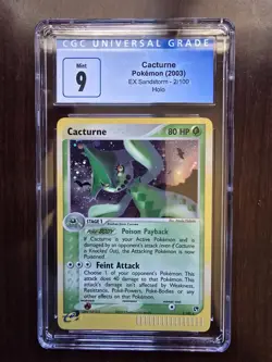 CGC 9 MINT Cacturne 2003 EX Sandstorm 2/100 Holo Pokemon Card - Image 1