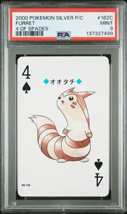 2000 POKEMON SILVER VERSION PLAYING CARDS 4 OF SPADES #162C FURRET PSA 9 - Image 1