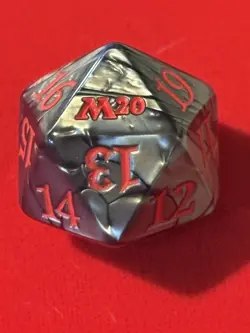 mtg d20 Spindown dice, oversized, Core 2020 M20, steely black - Image 1
