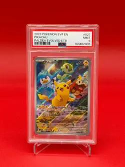 Pokemon TCG 2023 Pikachu SVP Paldea Evolved 027 PSA 9 - Image 1