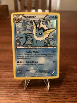 Pokemon TCG Vaporeon Black White Holo Promo Card BW89 LP - Image 1