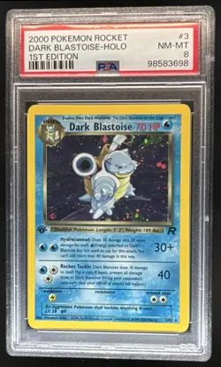 2000 Pokemon Team Rocket First Edition Dark Blastoise Holo Rare #3/82 PSA 8 - Image 1
