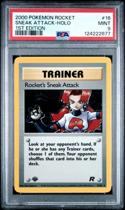 2000 POKEMON ROCKET 1ST ED #16 ROCKET'S SNEAK ATTACK-HOLO PSA 9 - Image 1