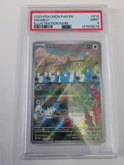Swablu Illustration Rare 2023 Pokemon Par En #213 PSA 9 - Image 1