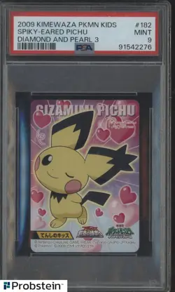 2009 Kimewaza Pokemon Kids Diamond And Pearl 3 #182 Spiky Eared Pichu PSA 9 MINT - Image 1