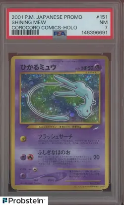 2001 Pokemon Japanese Promo Corocoro Comics #151 Shining Mew PSA 7 NM - Image 1