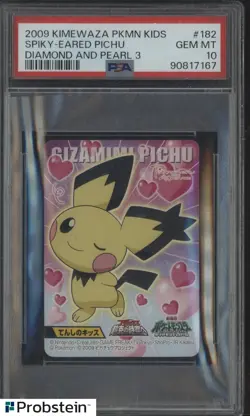 2009 Kimewaza Pokemon Kids Diamond And Pearl 3 #182 Spiky Eared Pichu PSA 10 - Image 1