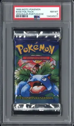 1999 POKEMON BASE SET PACK BASE FOIL PACK VENUSAUR-PORTUGUESE PSA 8 - Image 1