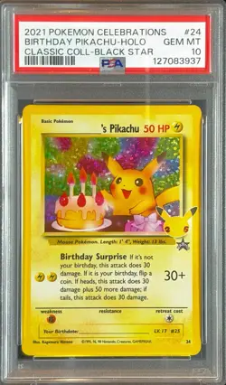 PSA 10 Birthday Pikachu #24 Celebrations Classic Collection English - Pokemon - Image 1