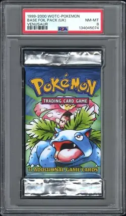 1999-2000 WOTC-POKEMON BASE FOIL PACK (UK) VENUSAUR PSA 8 - Image 1