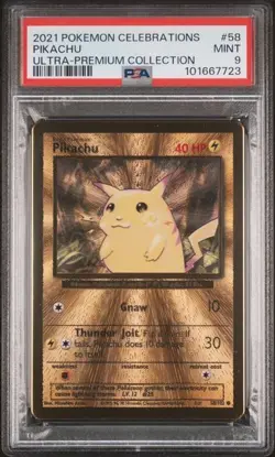 Pikachu Pokemon Celebrations Ultra Premium Collection Metal Promo 58/102 PSA 9 - Image 1