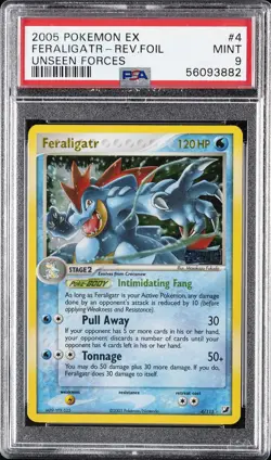 2005 POKEMON EX UNSEEN FORCES #4 FERALIGATR-REVERSE FOIL PSA 9 - Image 1