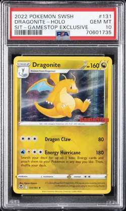 2022 POKEMON SWORD & SHIELD SILVER TEMPEST #131 DRAGONITE-HOLO PSA 10 - Image 1