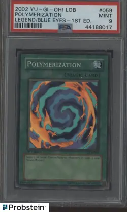 2002 YU-GI-OH! LOB-LGND/BLUE EYES WHT DRGN #059 POLYMERIZATION 1ST ED PSA 9 - Image 1