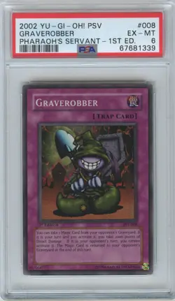 2002 Yu-Gi-Oh! Graverobber 1st Edition Super Rare #PSV-008 PSA 6 EX-MT - Image 1