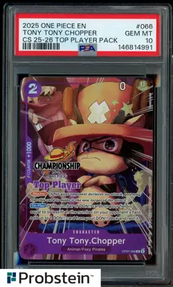 2025 One Piece EN CS 25-26 Top Player Pack Top Player Tony Tony Chopper PSA 10 - Image 1