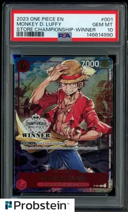 2023 One Piece Promo Store Championship Winner #001 Monkey D. Luffy PSA 10 - Image 1