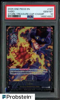2025 One Piece EN Store Treasure Cup Champ #120 Sabo PSA 10 GEM MINT - Image 1