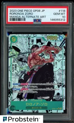 2023 One Piece OP06 Japanese Manga Alternate Art #118 Roronoa Zoro PSA 10 - Image 1