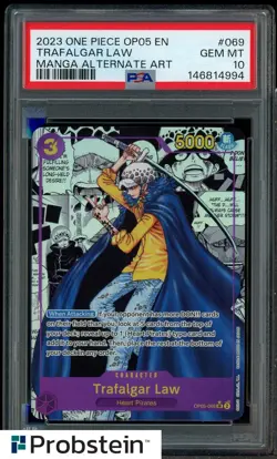 2023 One Piece OP05 Manga Alternate Art #069 Trafalgar Law PSA 10 GEM MINT - Image 1