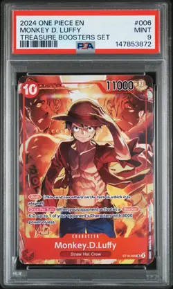 2024 ONE PIECE PROMOS TREASURE BOOSTERS SET #006 MONKEY D. LUFFY PSA 9 - Image 1