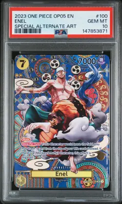 2023 ONE PIECE OP05-AWAKENING OF THE NEW ERA SPECIAL ALTERNATE ART ENEL PSA 10 - Image 1