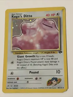 Pokemon Card - Koga’s Ditto - Holo Rare - Gym Challenge Set 10/132 - WotC HP - Image 1