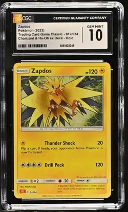 Pokemon Zapdos 2023 Trading Card Game Classic 012/034 Holo CGC 10 - Image 1