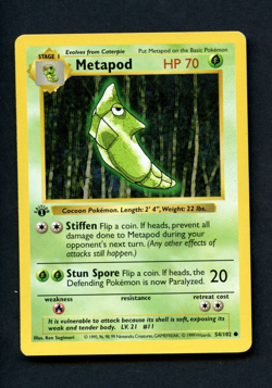 Pokemon Card: 1st Edition METAPOD Base Common (LP) - Image 1