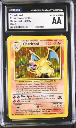 CGC Authentic Altered Charizard 1999 Base Set 4/102 Holo Pokemon Card - Image 1