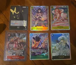 6x english One Piece TCG alt art SR common leader mixed card lot - Image 1