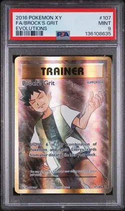 2016 Pokemon XY Evolutions #107 Full Art Brock's Grit PSA 9 Card MINT NEW CERT! - Image 1