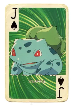 1998 Vintage Bulbasaur Jack of Spades Pokemon Televi-kun Poker Playing Card - Image 2