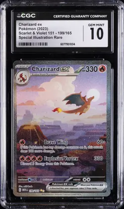 2023 POKEMON SCARLET & VIOLET 151 #199/165 CHARIZARD EX CGC 10 GEM MINT - Image 1