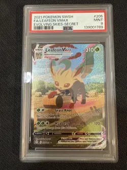 Pokemon Leafeon VMAX Alternate Art Secret Rare Holo 205/203 PSA 9 Evolving Skies - Image 1