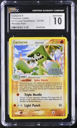 Pokemon 2006 Cacturne δ Reverse Holo EX Crystal Guardians #15 CGC 10 - Image 1