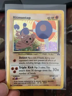 Hitmontop Neo Discovery Holo Heavy Played HP Damaged Pokemon Card - Image 1