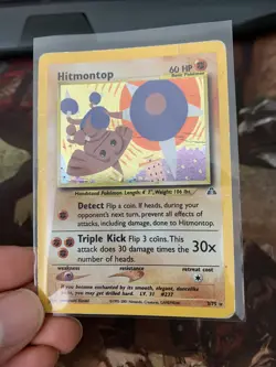 Hitmontop Neo Discovery Holo Heavy Played HP Damaged Pokemon Card - Image 2