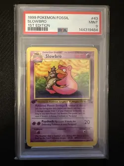 PSA 9 1st Edition Slowbro Pokemon Fossil 1999 Uncommon #43 Mint Fresh Slab - Image 1