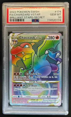 2022 Pokemon SWSH Brilliant Stars Charizard VSTAR Full Art #174/172 PSA 10 - Image 1