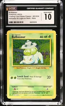 Pokemon Bulbasaur 2023 Trading Card Game Classic 001/034 Holo CGC 10 - Image 1