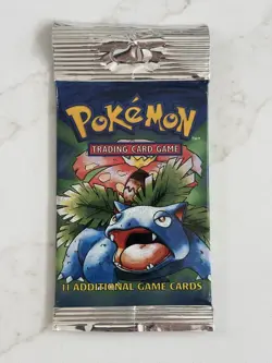 Pokemon Base Set Booster Pack Long Crimp 1999 Unlimited Factory Sealed Venusaur - Image 1
