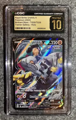 2022 POKEMON BRILLIANT STARS RAPID STRIKE URSHIFU V TG20/TG30 CGC Pristine 10 - Image 1